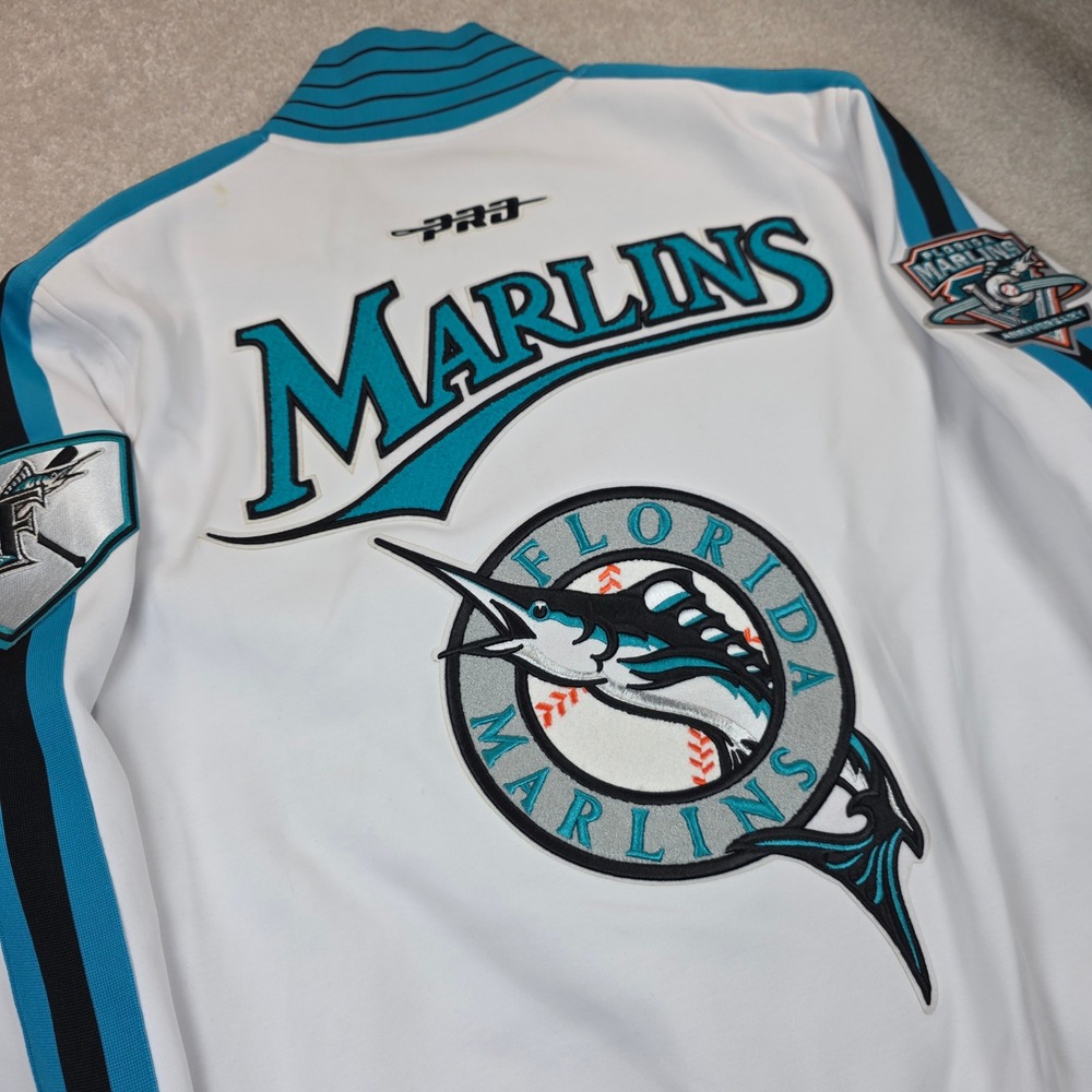 Pro Standard Florida Marlins Jacket L MLB Varsity Cotton Blend White Vintage